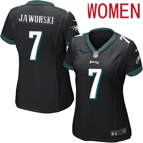 Women Philadelphia Eagles #7 Ron Jaworski Nike Black Game NFL Jersey